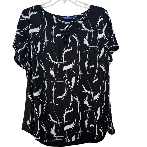 Apt 9 Black and White short sleeve blouse. Women’s Plus Size 0X - Picture 1 of 5